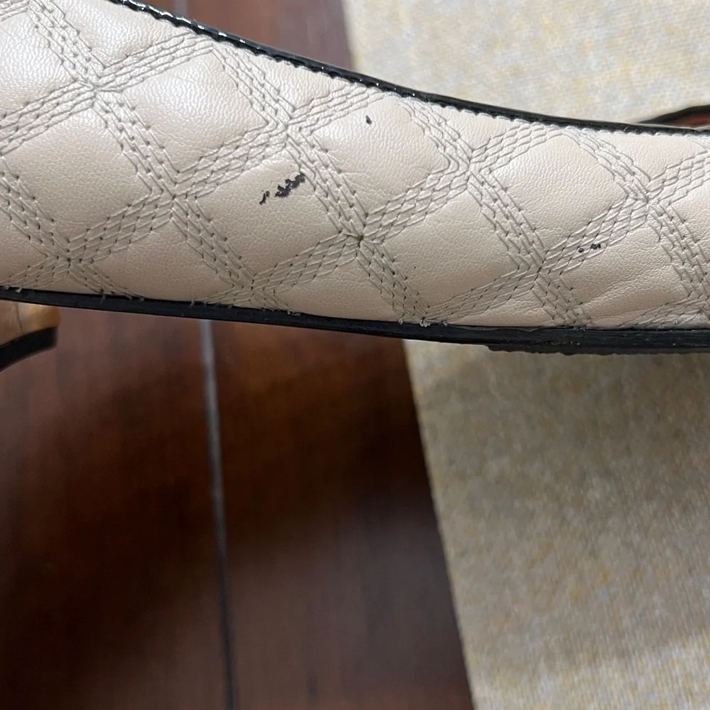 ❤️Napoleoni Women's Black and Cream Quilted Flats